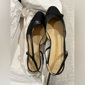 Black Chanel Slingback Flats